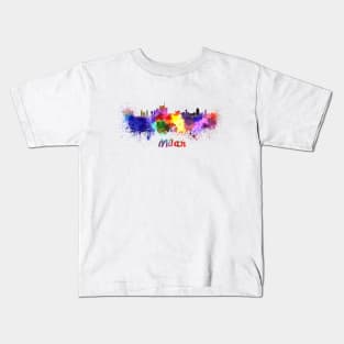 Milan skyline in watercolor Kids T-Shirt